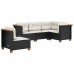 Set de muebles de jardín 5 pzas y cojines ratán sintético negro
