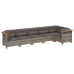 Set de muebles de jardín 6 pzas y cojines ratán sintético gris