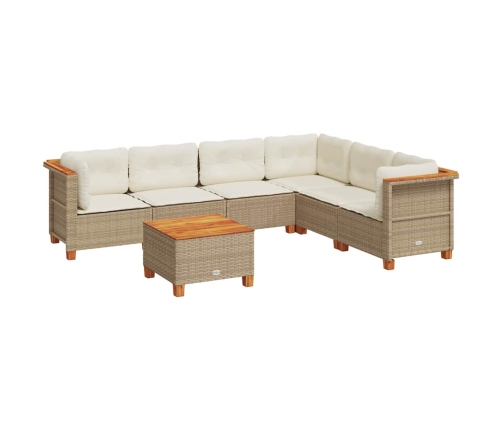 Set sofás de jardín 7 piezas y cojines ratán sintético beige