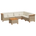Set sofás de jardín 7 piezas y cojines ratán sintético beige
