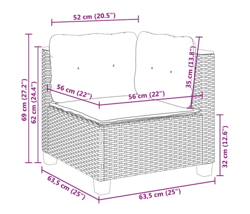 Set sofás de jardín 7 piezas y cojines ratán sintético beige
