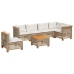 Set sofás de jardín 7 piezas y cojines ratán sintético beige