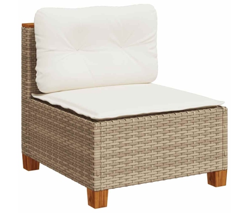 Set de sofás de jardín con cojines 9 pzas ratán sintético beige
