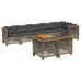 Set de muebles de jardín 9 pzas y cojines ratán sintético gris