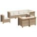 Set de sofás de jardín y cojines 8 piezas ratán sintético beige