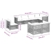 Set de sofás de jardín y cojines 8 piezas ratán sintético gris