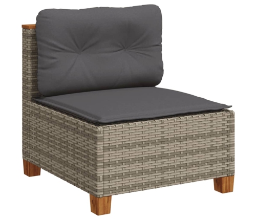 Set de sofás de jardín 7 pzas con cojines ratán sintético gris