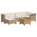 Set sofás de jardín 7 piezas y cojines ratán sintético beige
