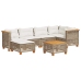 Set sofás de jardín 7 piezas y cojines ratán sintético beige