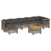Set de sofás de jardín y cojines 8 piezas ratán sintético gris