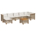 Set de sofás de jardín y cojines 8 piezas ratán sintético beige