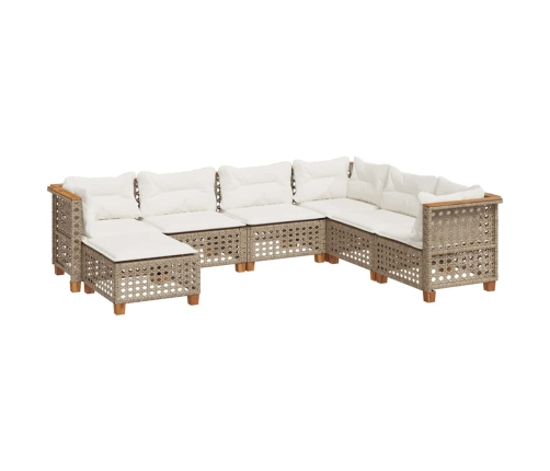 Set sofás de jardín 7 piezas y cojines ratán sintético beige