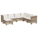 Set sofás de jardín 7 piezas y cojines ratán sintético beige