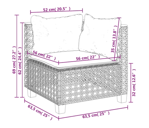 Set sofás de jardín 7 piezas y cojines ratán sintético beige