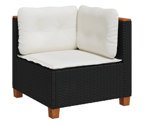 Set de sofás de jardín y cojines 8 piezas ratán sintético negro