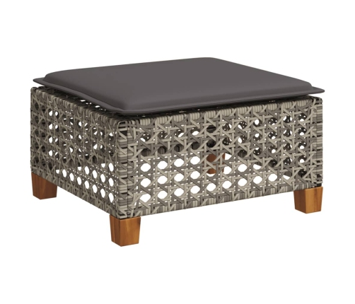 Set de sofás de jardín y cojines 8 piezas ratán sintético gris