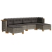 Set de muebles de jardín 6 pzas y cojines ratán sintético gris