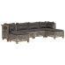 Set de muebles de jardín 6 pzas y cojines ratán sintético gris