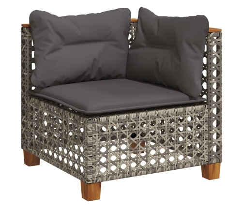 Set de muebles de jardín 6 pzas y cojines ratán sintético gris