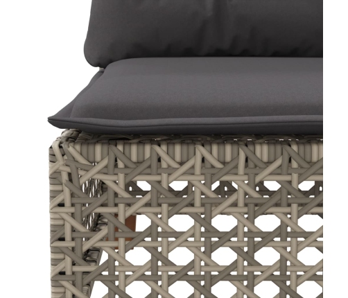 Set de muebles de jardín 6 pzas y cojines ratán sintético gris