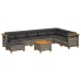 Set de muebles de jardín 9 pzas y cojines ratán sintético gris