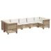 Set sofás de jardín 7 piezas y cojines ratán sintético beige