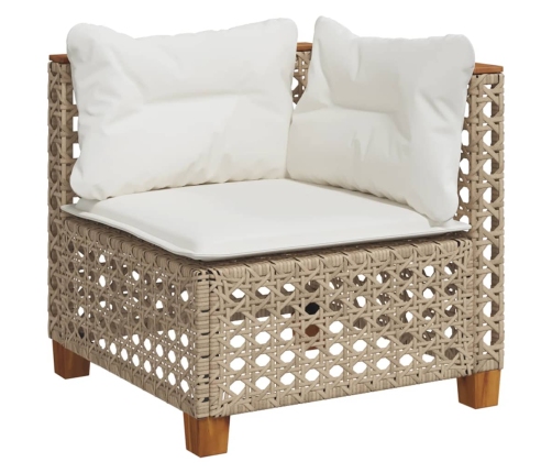 Set sofás de jardín 7 piezas y cojines ratán sintético beige