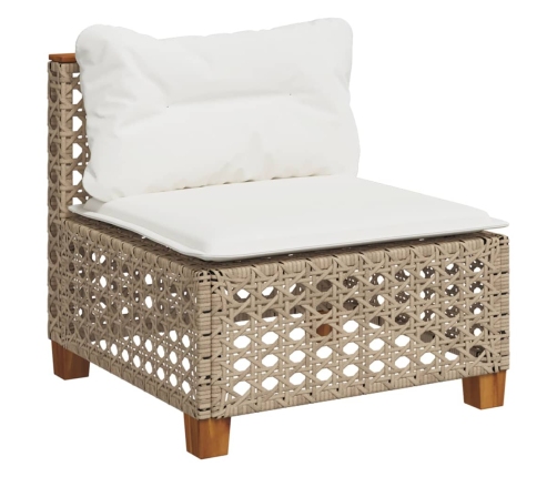 Set sofás de jardín 7 piezas y cojines ratán sintético beige