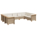Set de sofás de jardín con cojines 9 pzas ratán sintético beige