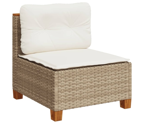 Set de sofás de jardín con cojines 9 pzas ratán sintético beige