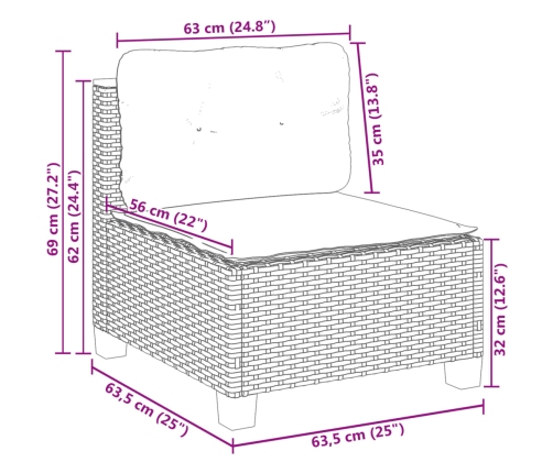 Set de sofás de jardín con cojines 9 pzas ratán sintético beige