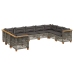 Set de muebles de jardín 9 pzas y cojines ratán sintético gris