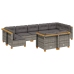 Set de muebles de jardín 9 pzas y cojines ratán sintético gris