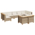 Set de sofás de jardín con cojines 9 pzas ratán sintético beige