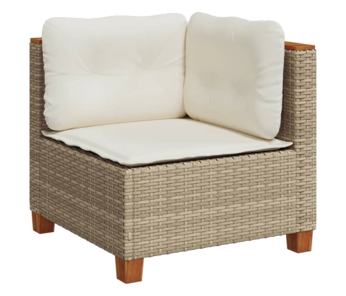 Set de sofás de jardín con cojines 9 pzas ratán sintético beige