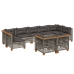 Set de muebles de jardín 9 pzas y cojines ratán sintético gris