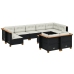 Set de sofás de jardín 10 pzas cojines ratán sintético negro