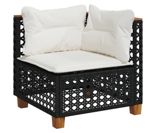 Set de sofás de jardín 10 pzas cojines ratán sintético negro