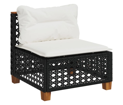 Set de sofás de jardín 10 pzas cojines ratán sintético negro