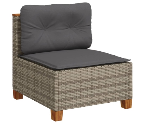 Set de sofás de jardín 10 pzas con cojines ratán sintético gris