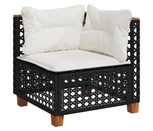 Set de sofás de jardín 10 pzas cojines ratán sintético negro
