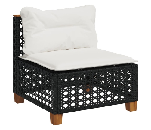 Set de sofás de jardín 10 pzas cojines ratán sintético negro