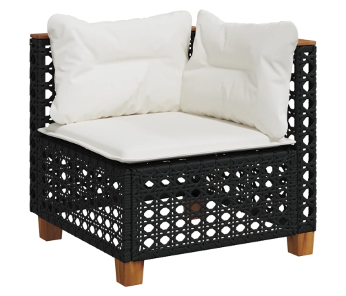 Set de sofás de jardín 10 pzas cojines ratán sintético negro