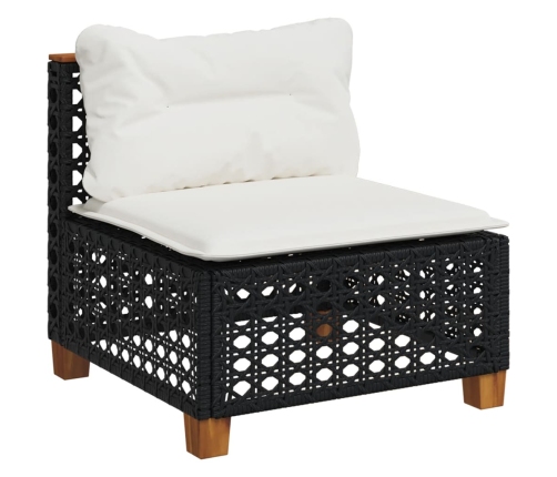 Set de sofás de jardín 10 pzas cojines ratán sintético negro