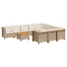 Set de sofás de jardín 11pzas con cojines ratán sintético beige
