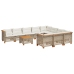Set de sofás de jardín 11pzas con cojines ratán sintético beige