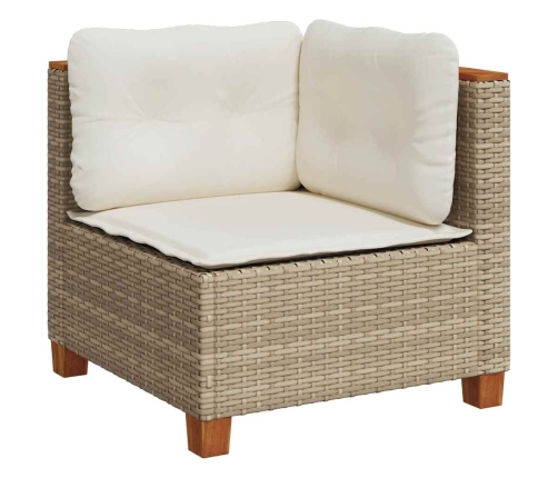 Set de sofás de jardín 11pzas con cojines ratán sintético beige