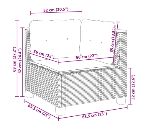 Set de sofás de jardín 11pzas con cojines ratán sintético beige