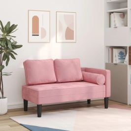 Sofá diván con cojines terciopelo rosa