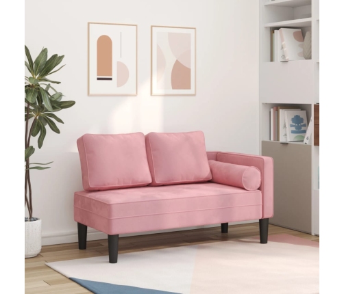 Sofá diván con cojines terciopelo rosa
